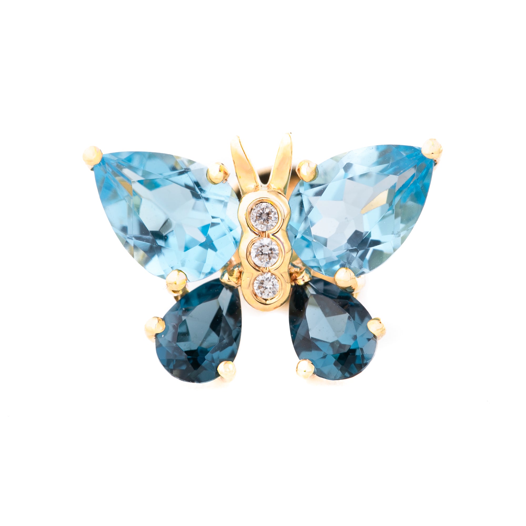 ARETES MARIPOSA CON TOPACIO Y DIAMANTES