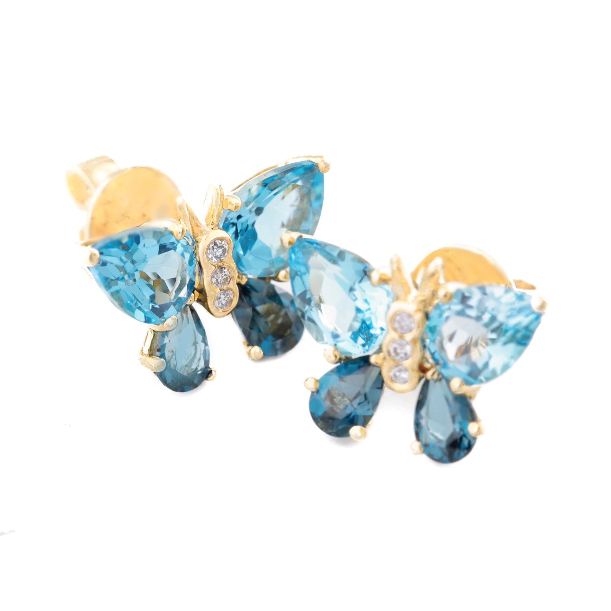 ARETES MARIPOSA CON TOPACIO Y DIAMANTES