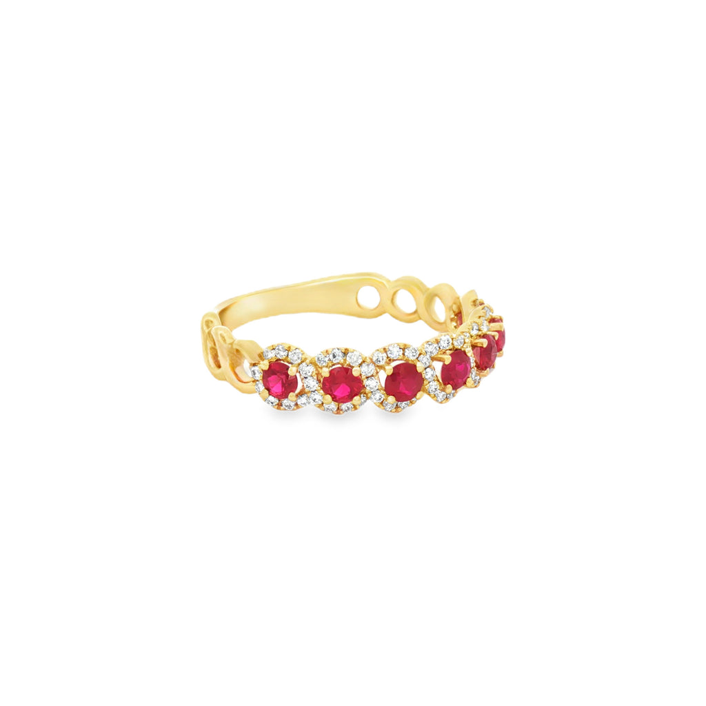 ANILLO TRENZA DE RUBÍES Y DIAMANTES