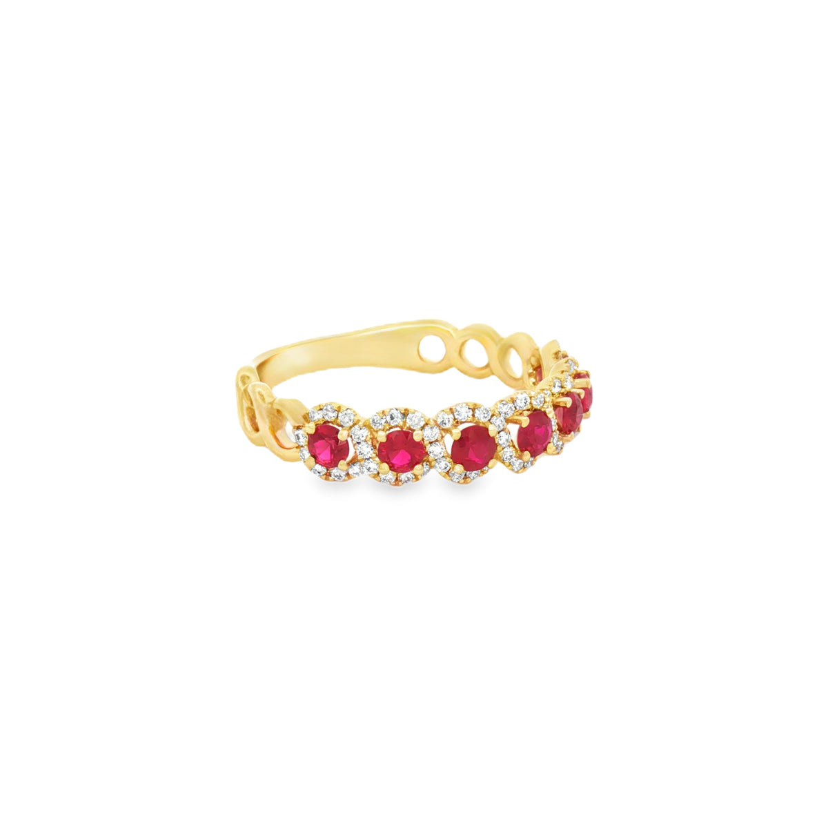 ANILLO TRENZA DE RUBÍES Y DIAMANTES
