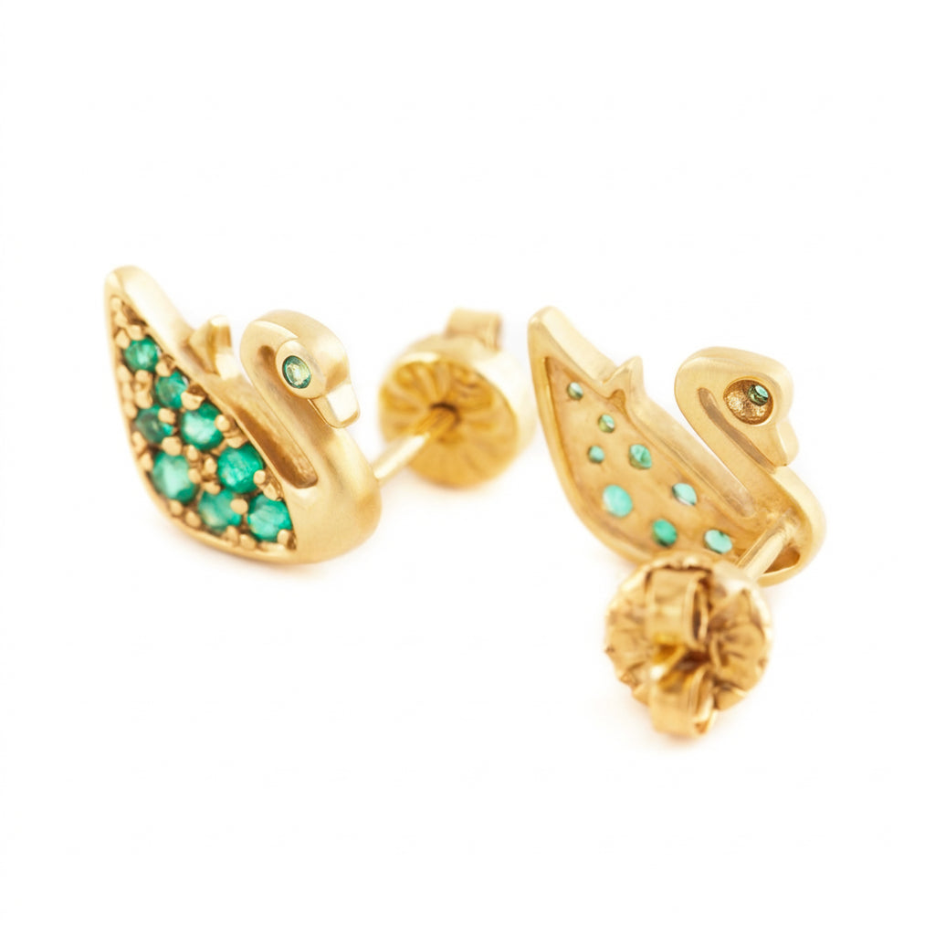 ARETES CISNE CON ESMERALDAS