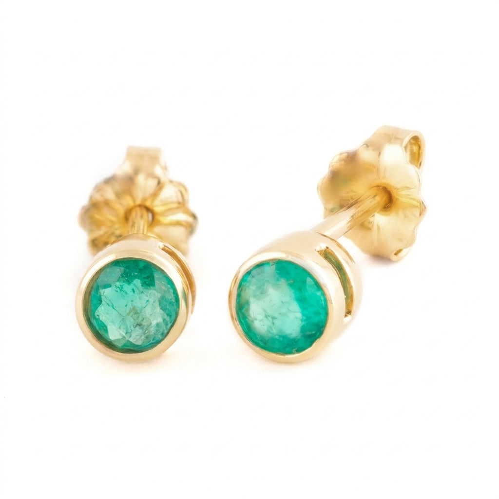 ARETES CANASTA REDONDA CON ESMERALDA