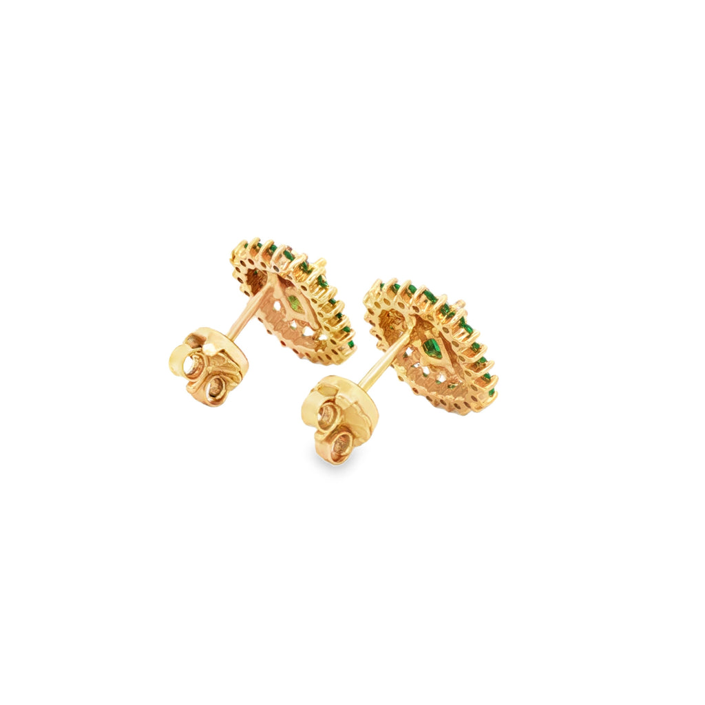 ARETES FLOR CON ESMERALDAS Y DIAMANTES