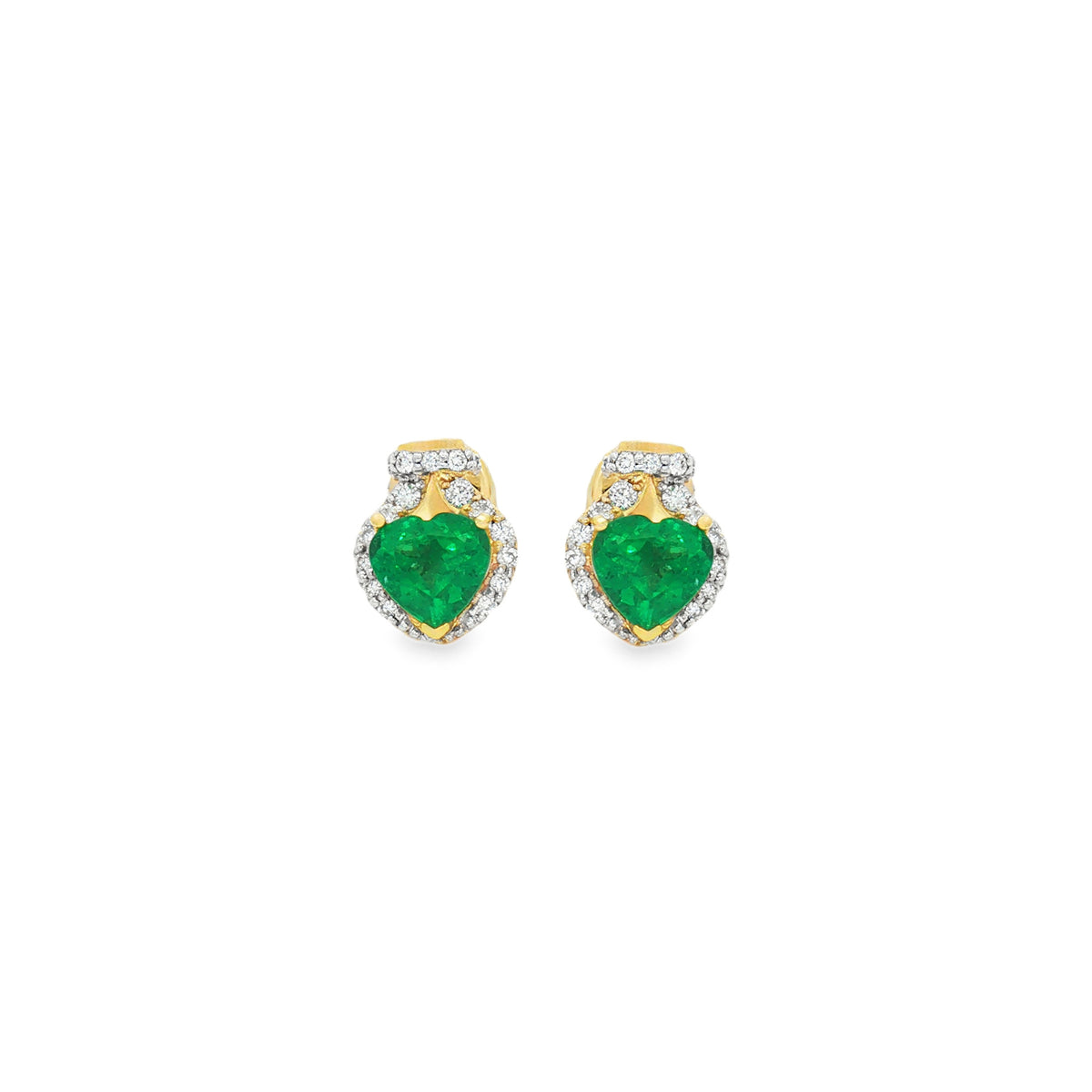 ARETES ESMERALDAS CORAZÓN Y DIAMANTES