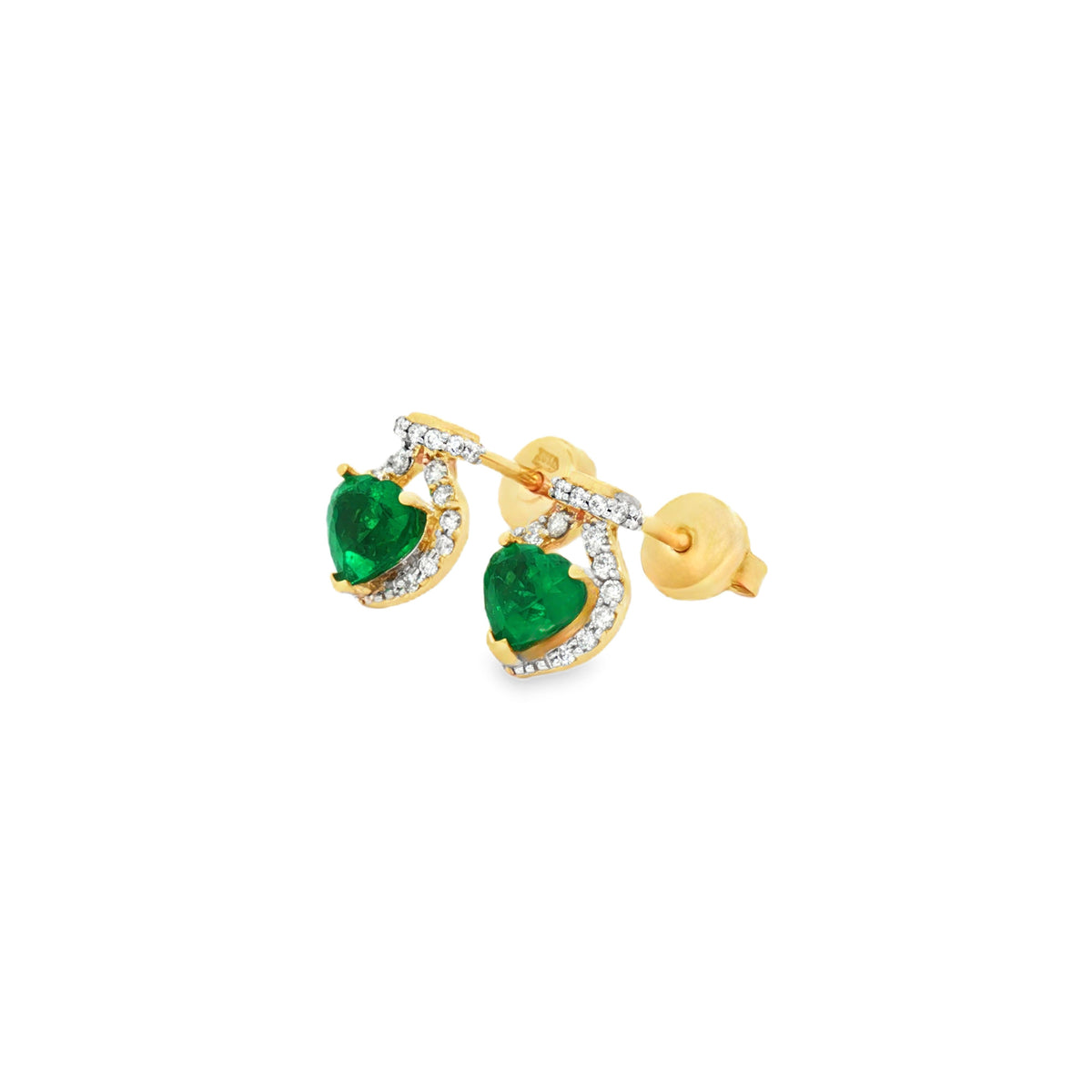ARETES ESMERALDAS CORAZÓN Y DIAMANTES