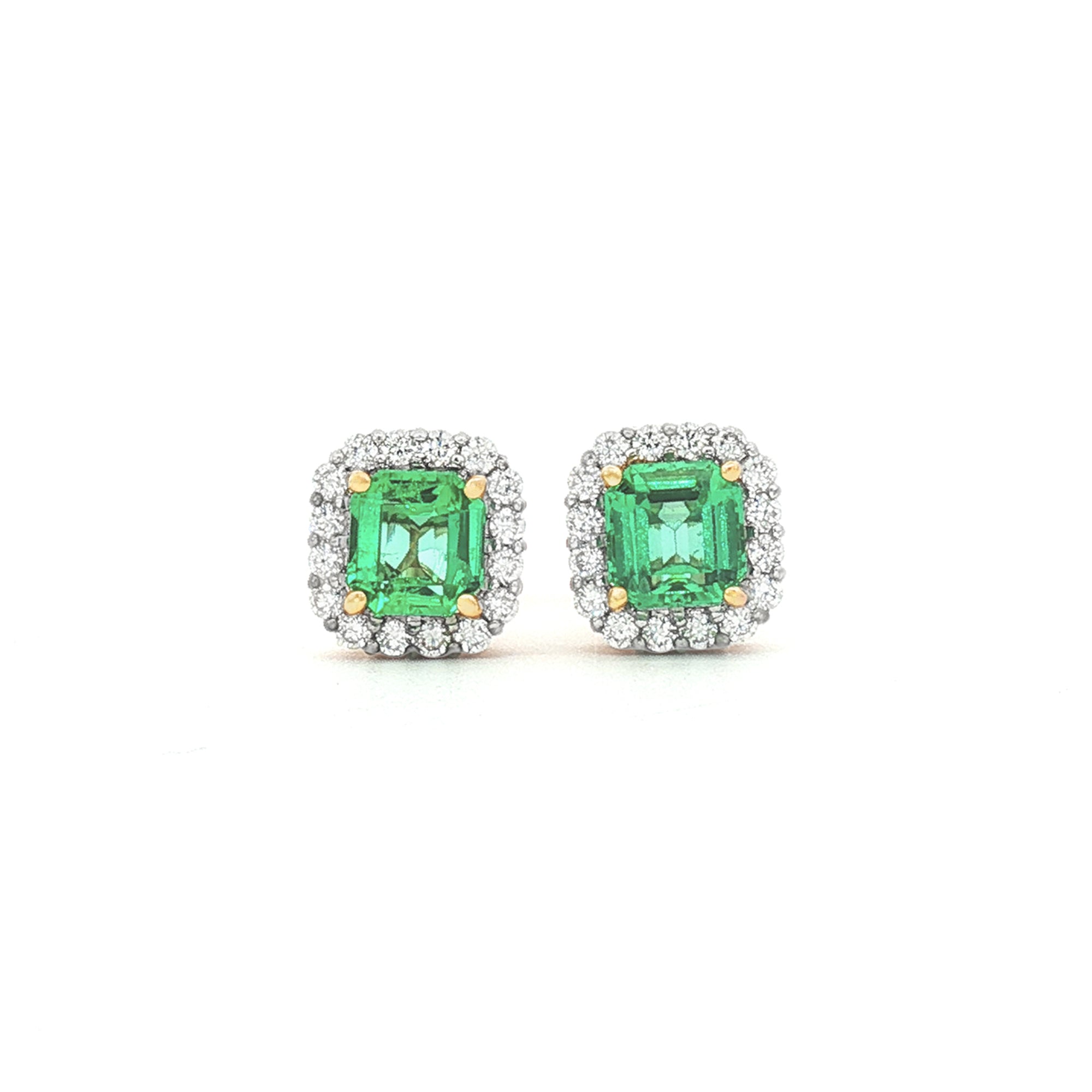 ARETES CON ESMERALDAS Y DIAMANTES