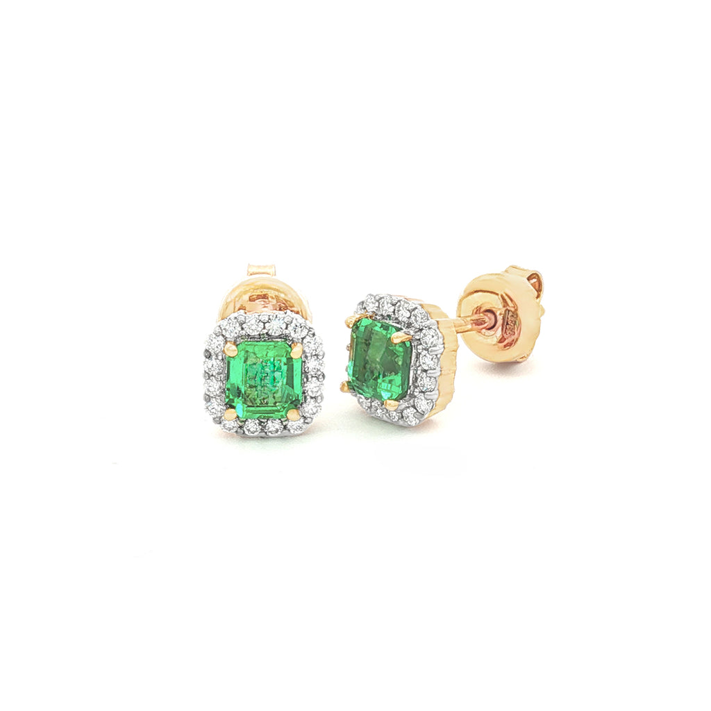 ARETES CON ESMERALDAS Y DIAMANTES