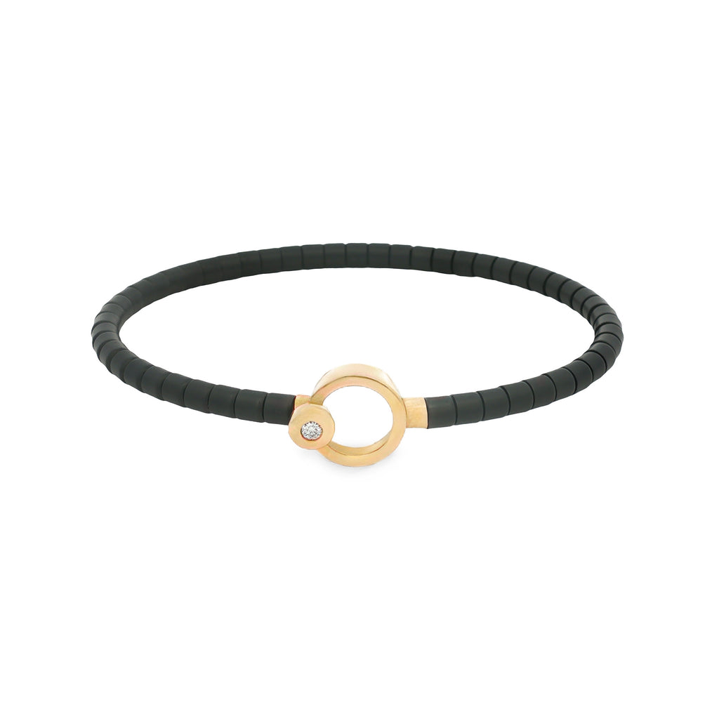PULSERA ARO CERÁMICA NEGRA CON DIAMANTE