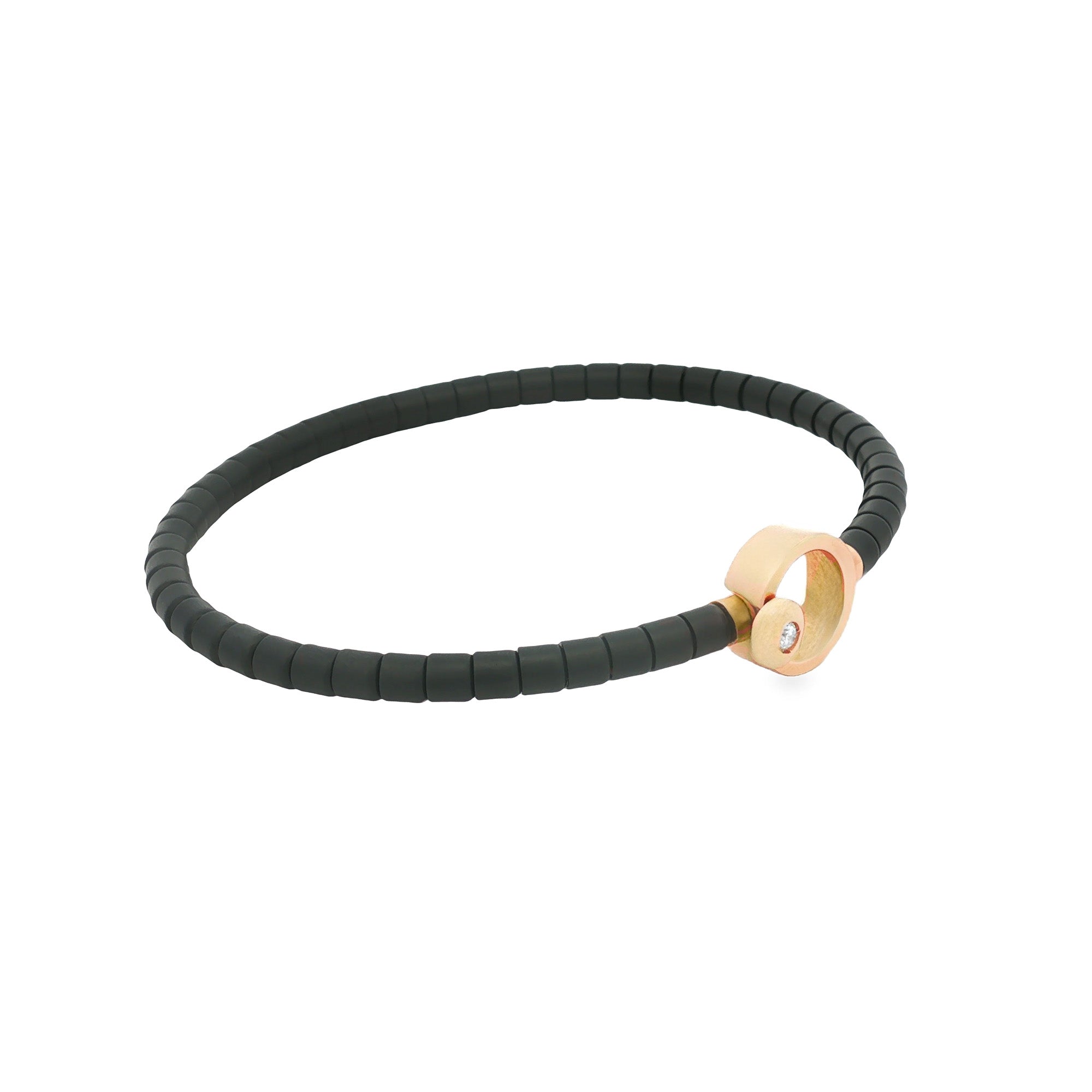 PULSERA ARO CERÁMICA NEGRA CON DIAMANTE