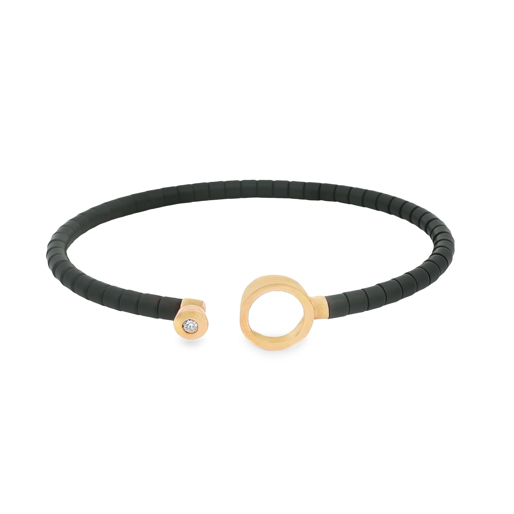 PULSERA ARO CERÁMICA NEGRA CON DIAMANTE