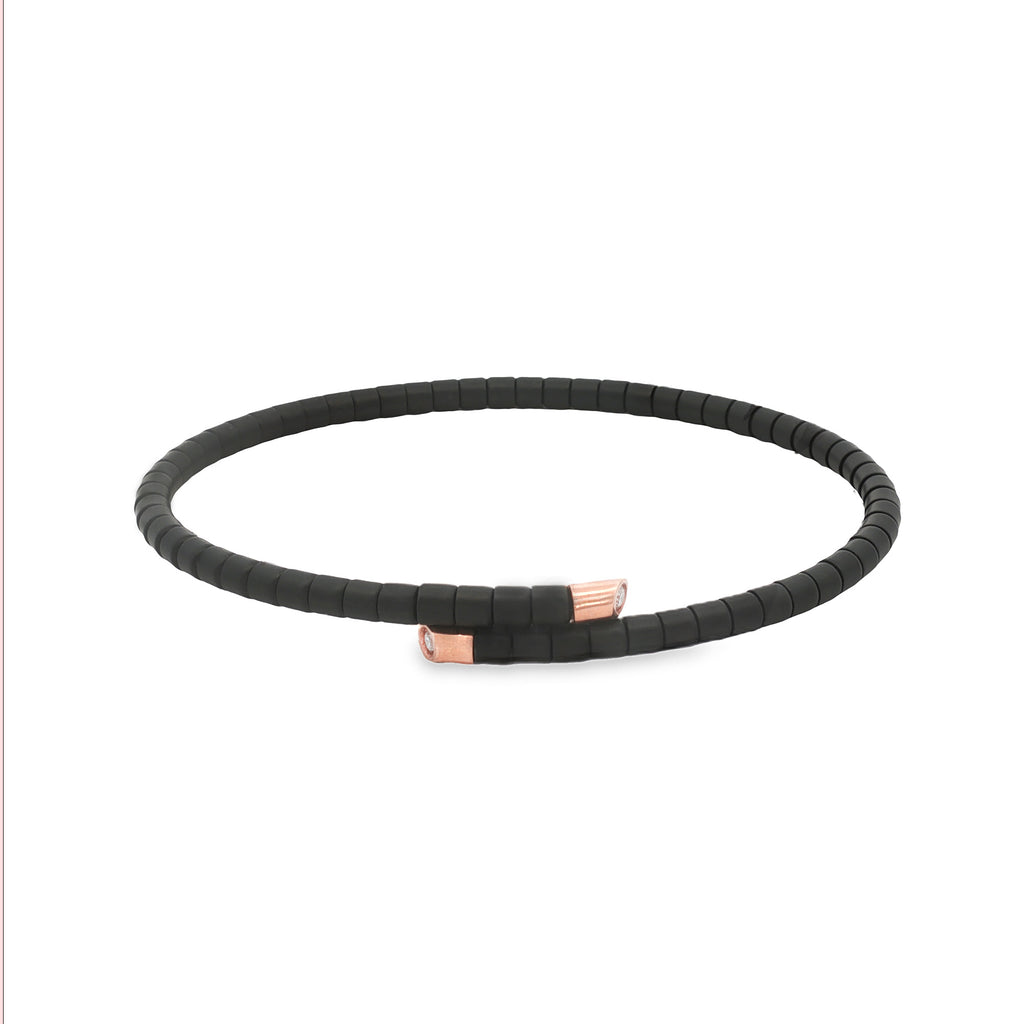 PULSERA ARO CERÁMICA NEGRA CON DIAMANTES