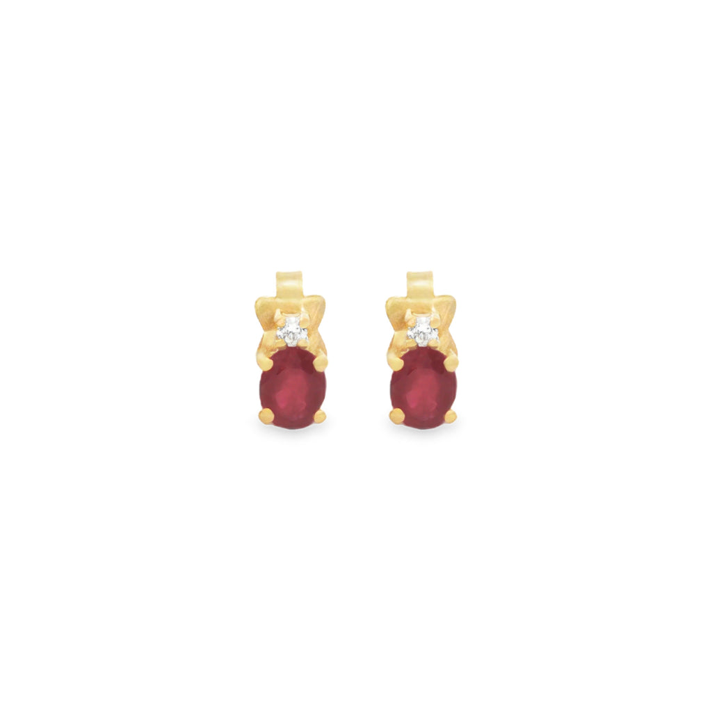 ARETES CON RUBÍES Y DIAMANTES