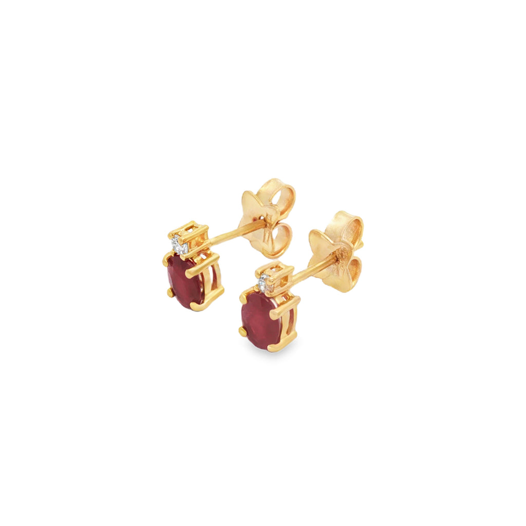 ARETES CON RUBÍES Y DIAMANTES