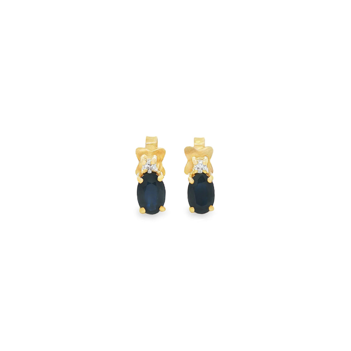 ARETES OVAL DE ZAFIROS Y DIAMANTES
