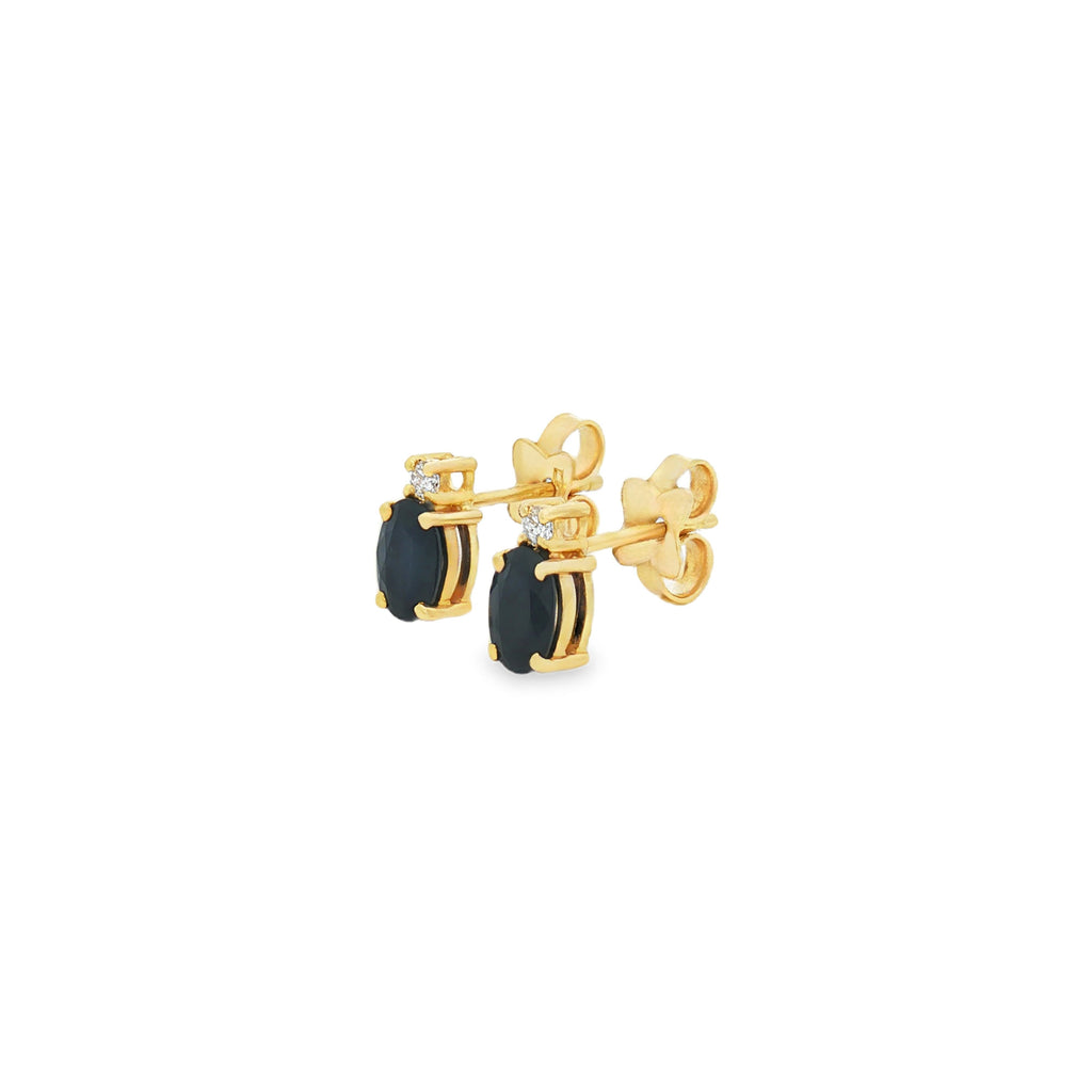 ARETES OVAL DE ZAFIROS Y DIAMANTES