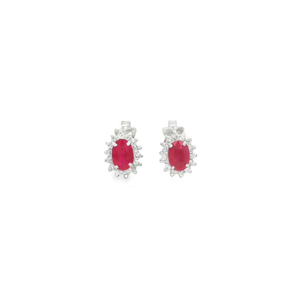 ARETES FLOR RUBÍ Y DIAMANTES