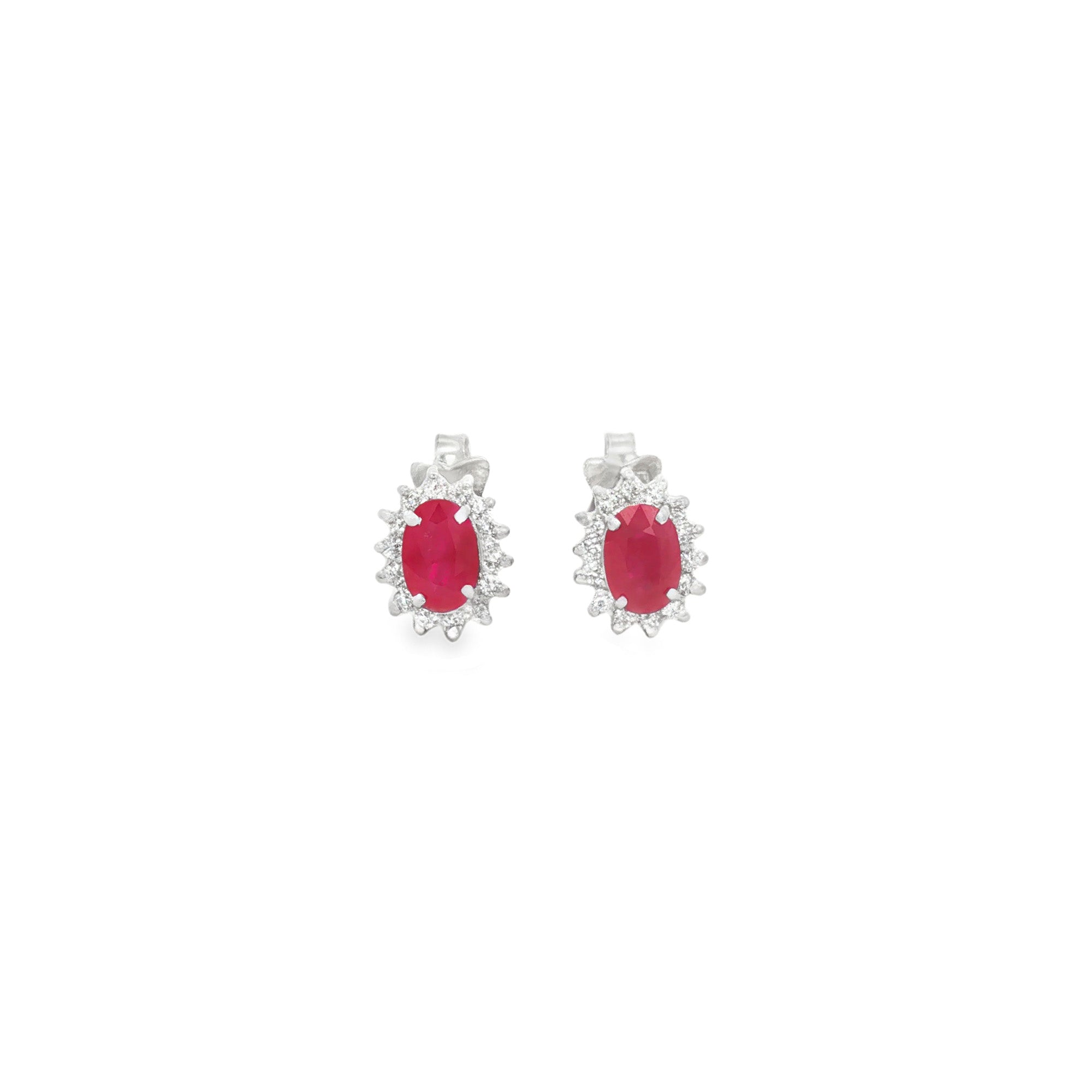 ARETES FLOR RUBÍ Y DIAMANTES