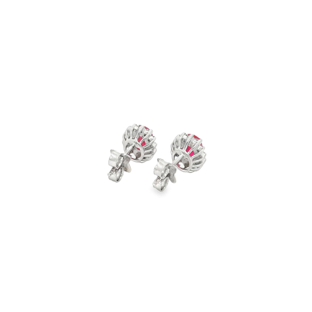 ARETES FLOR RUBÍ Y DIAMANTES
