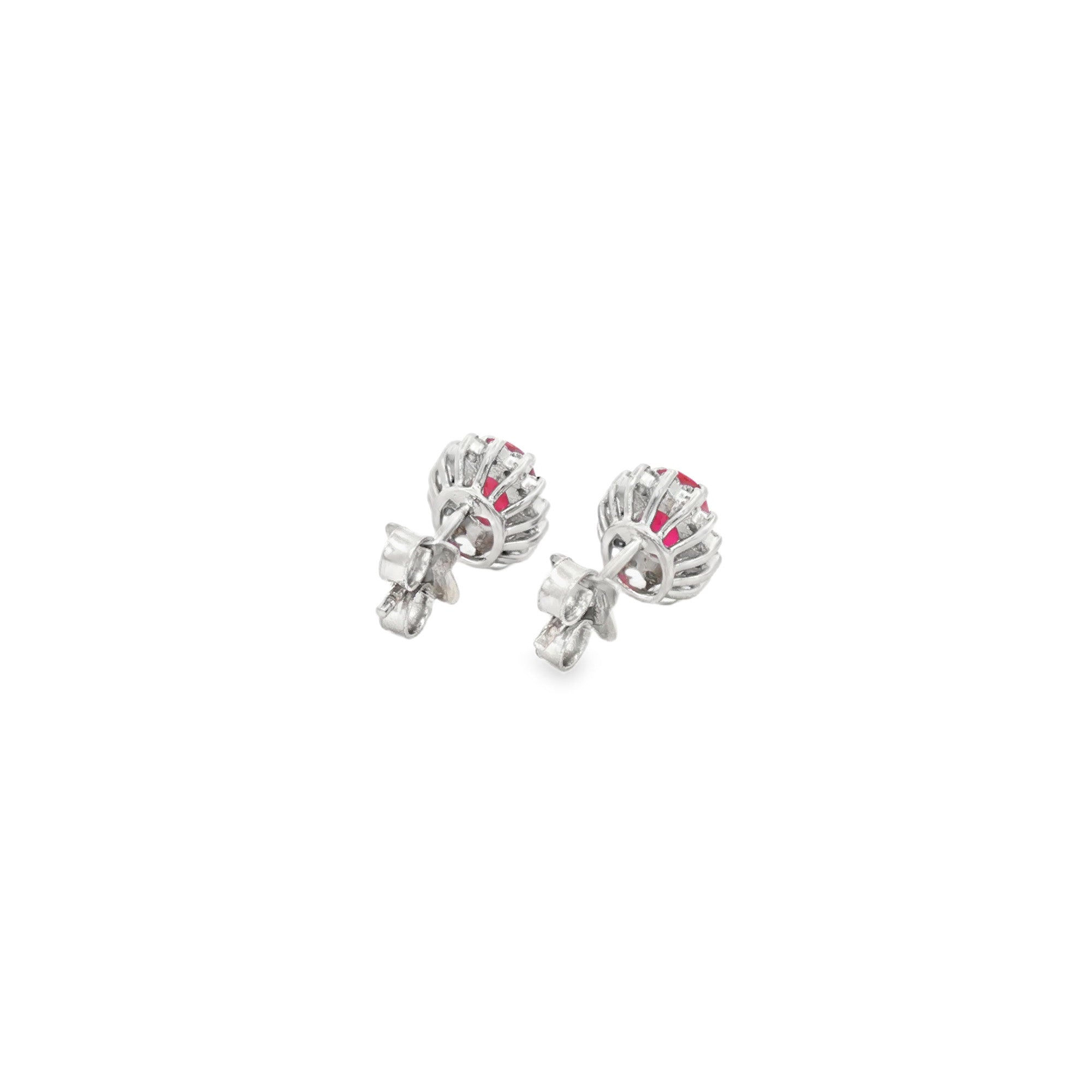 ARETES FLOR RUBÍ Y DIAMANTES