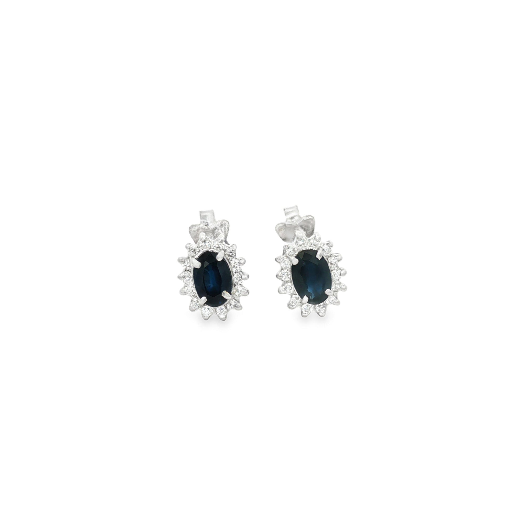 ARETES FLOR ZAFIRO Y DIAMANTES