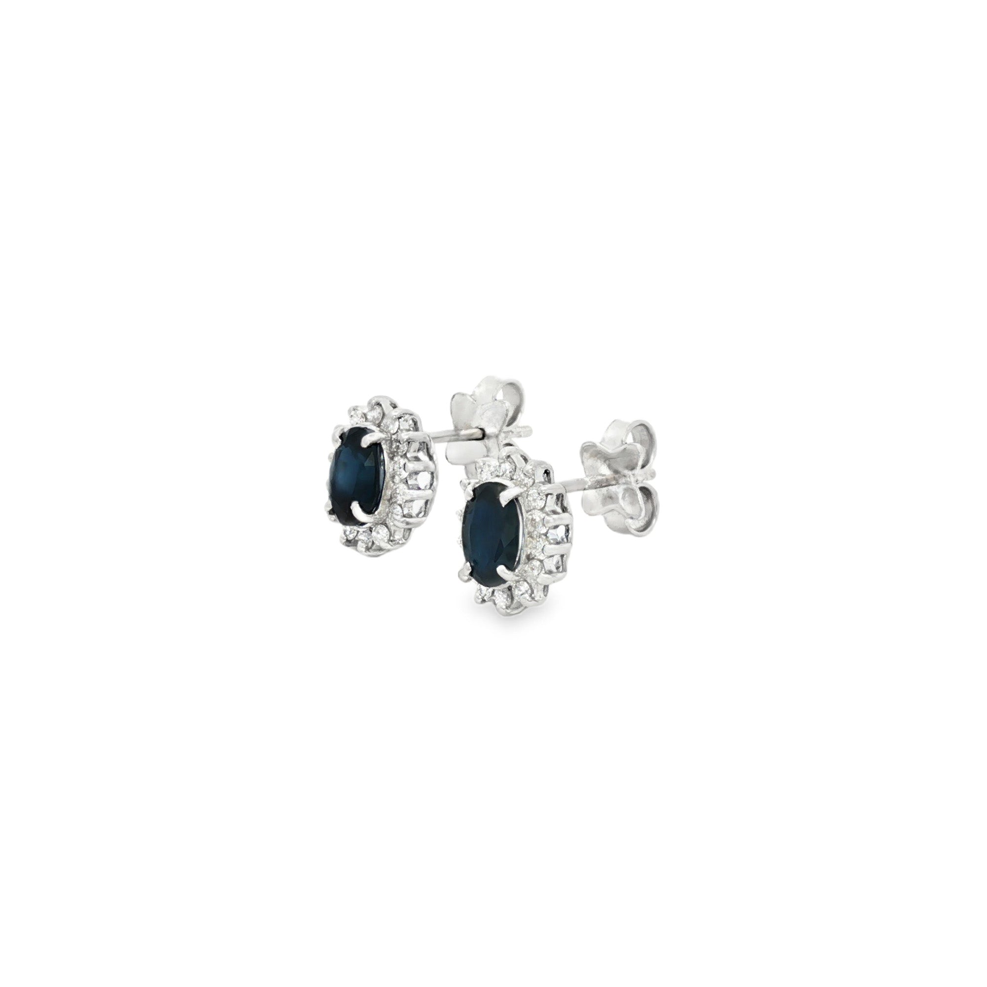 ARETES FLOR ZAFIRO Y DIAMANTES