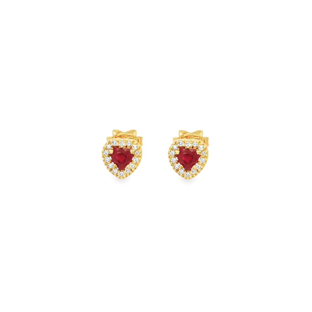 ARETES CORAZÓN RUBÍ Y DIAMANTES