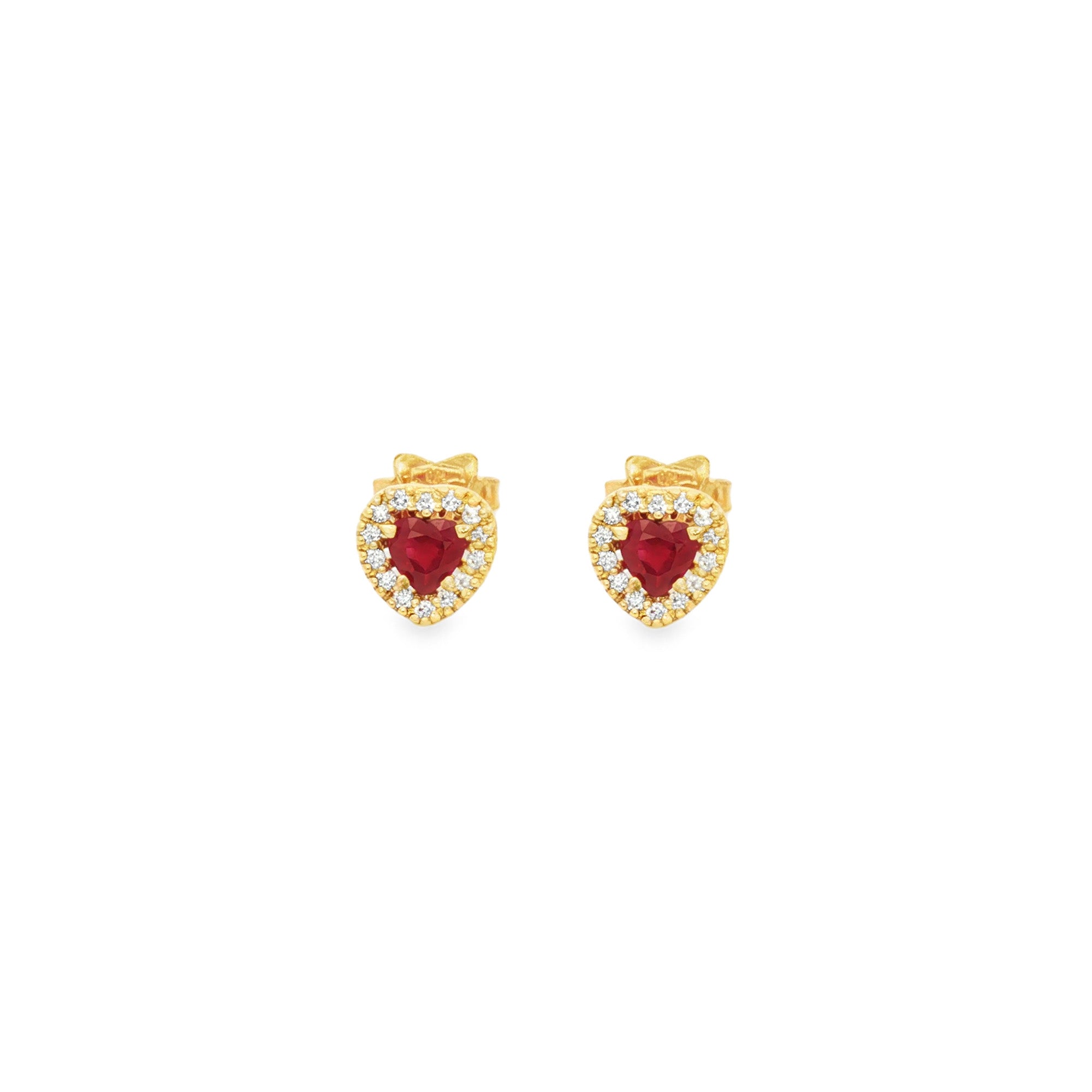 ARETES CORAZÓN RUBÍ Y DIAMANTES