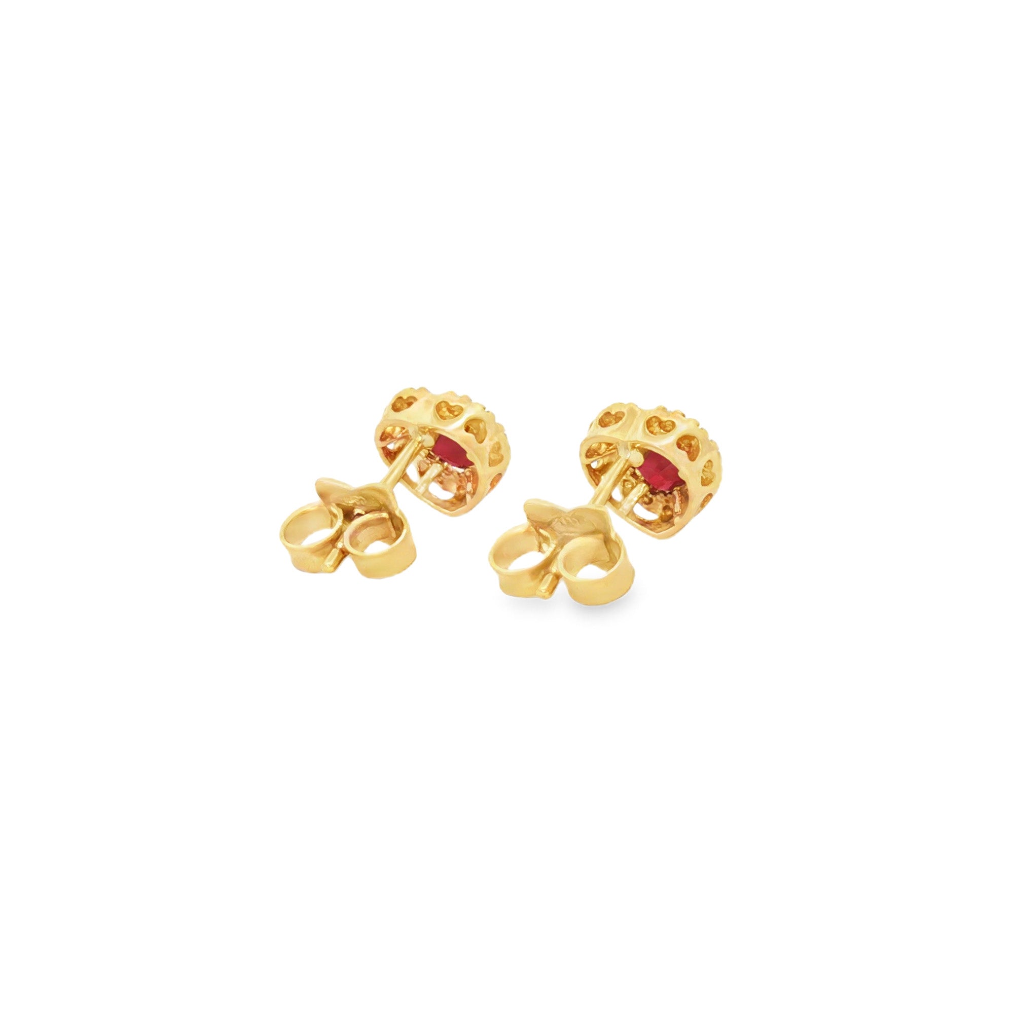 ARETES CORAZÓN RUBÍ Y DIAMANTES