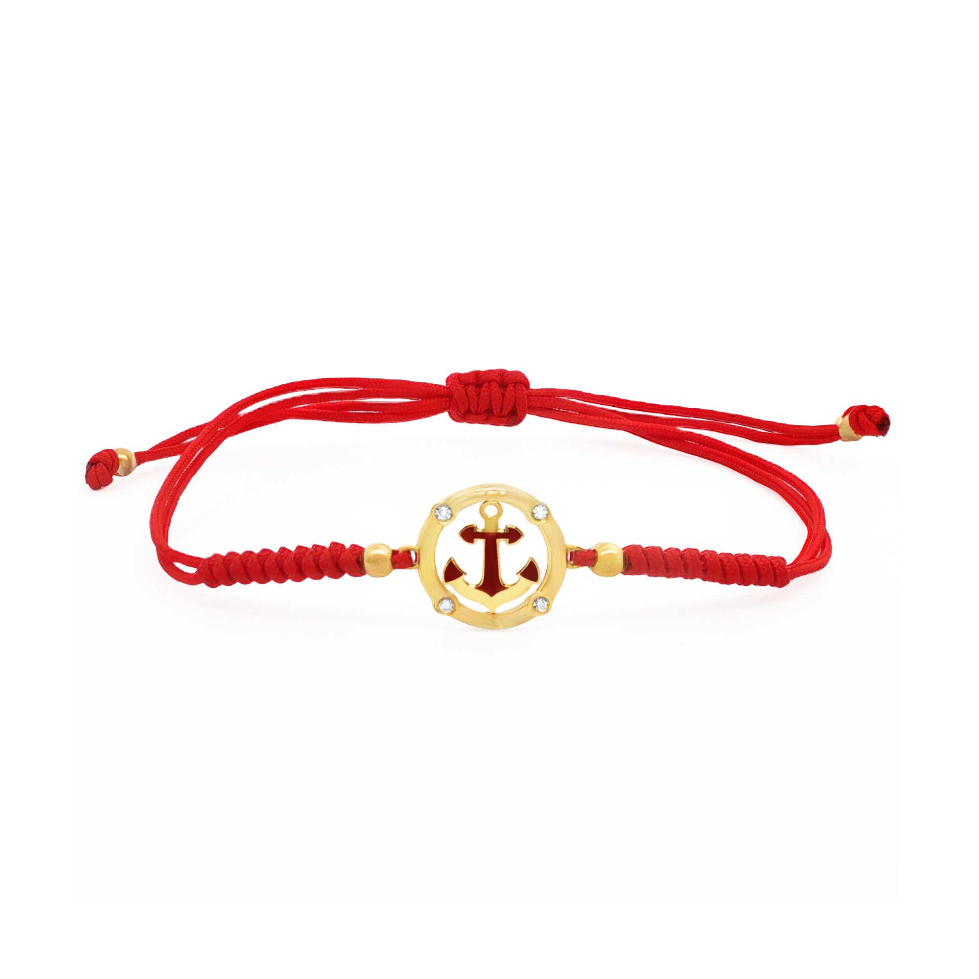 PULSERA HILO ROJO ANCLA CON ZIRCONES
