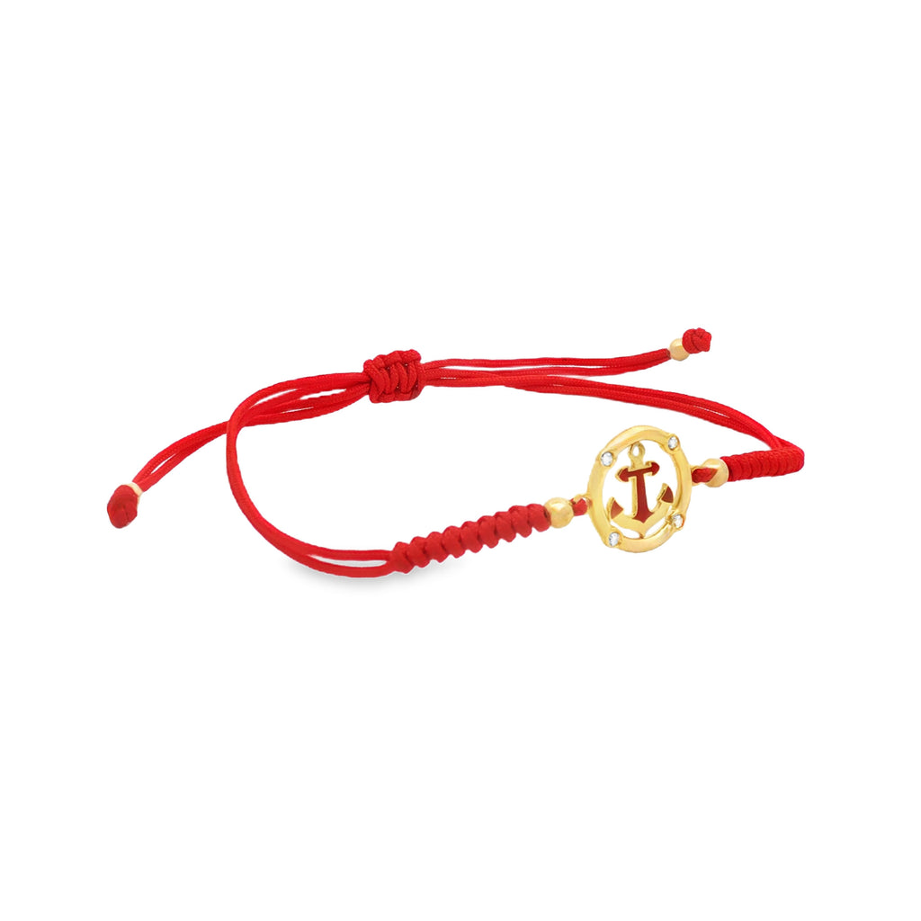 PULSERA HILO ROJO ANCLA CON ZIRCONES