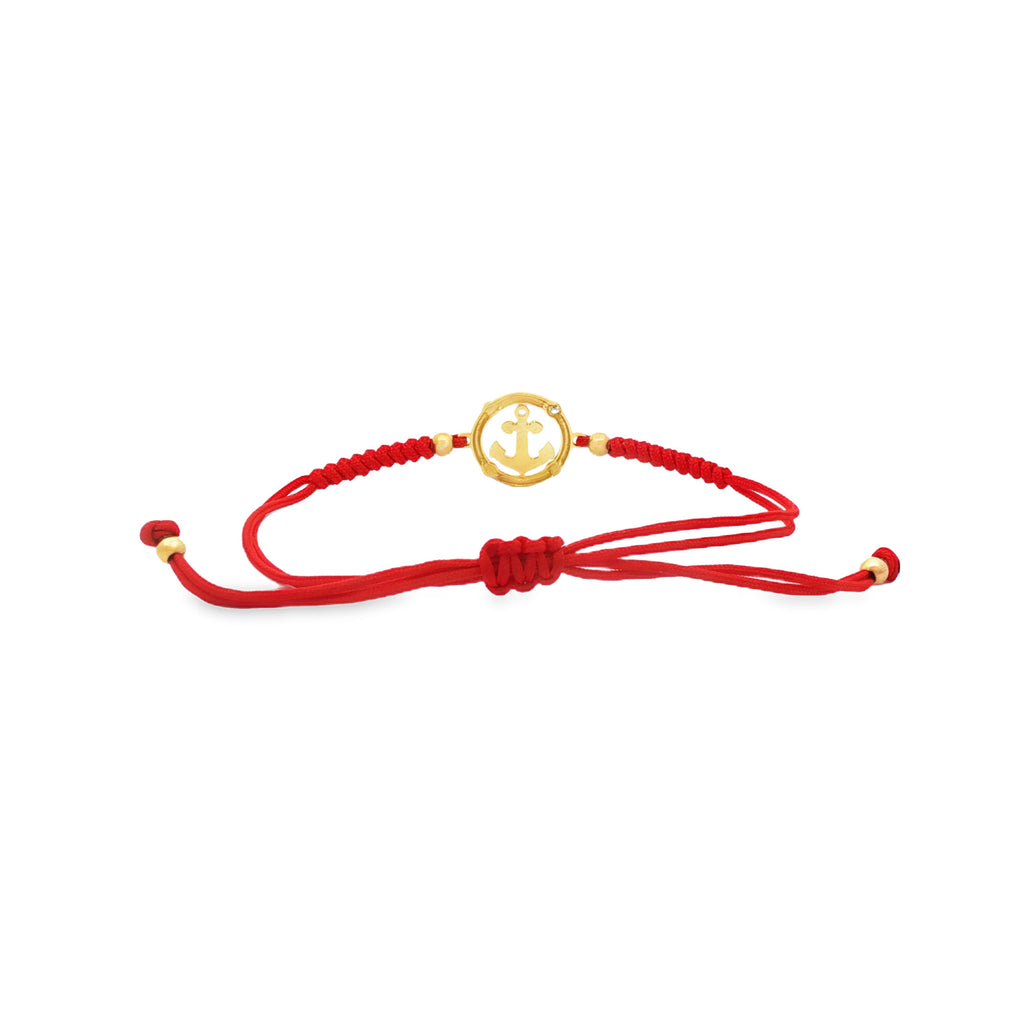 PULSERA HILO ROJO ANCLA CON ZIRCONES