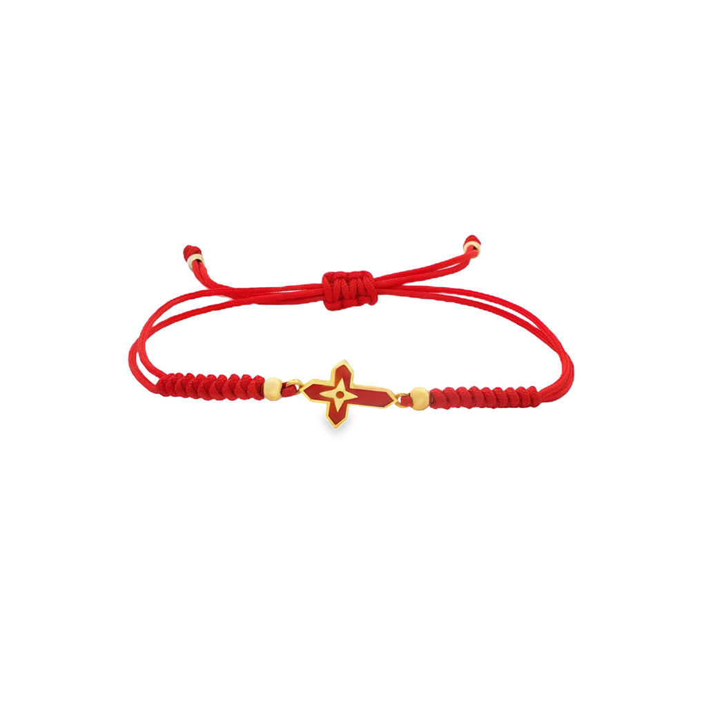PULSERA HILO ROJO CRUZ ESMALTADA