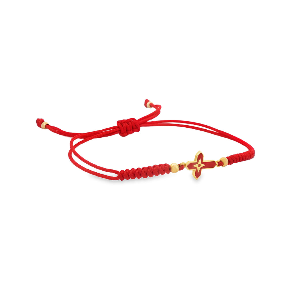 PULSERA HILO ROJO CRUZ ESMALTADA