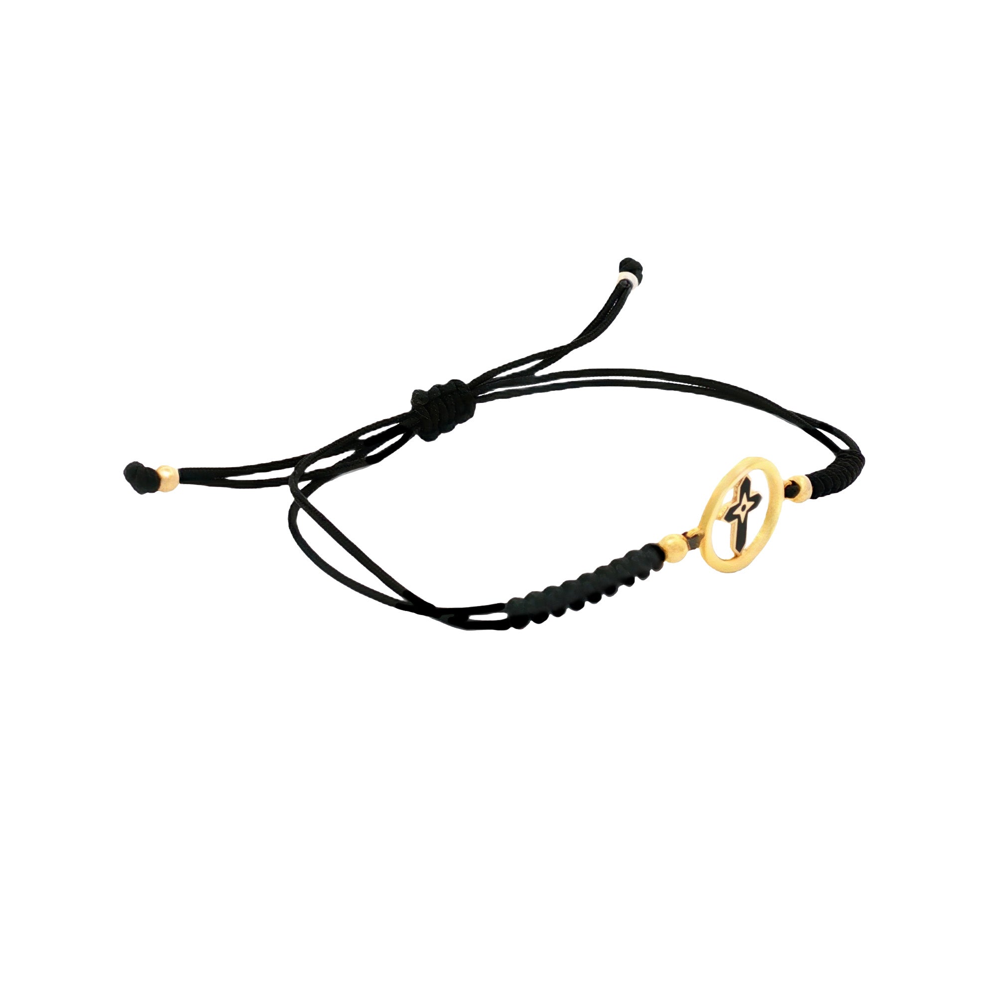 PULSERA HILO NEGRO CRUZ ESMALTADA