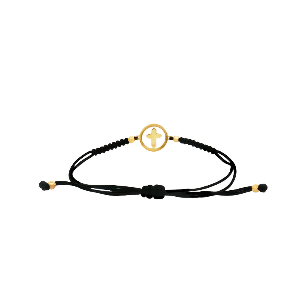 PULSERA HILO NEGRO CRUZ ESMALTADA