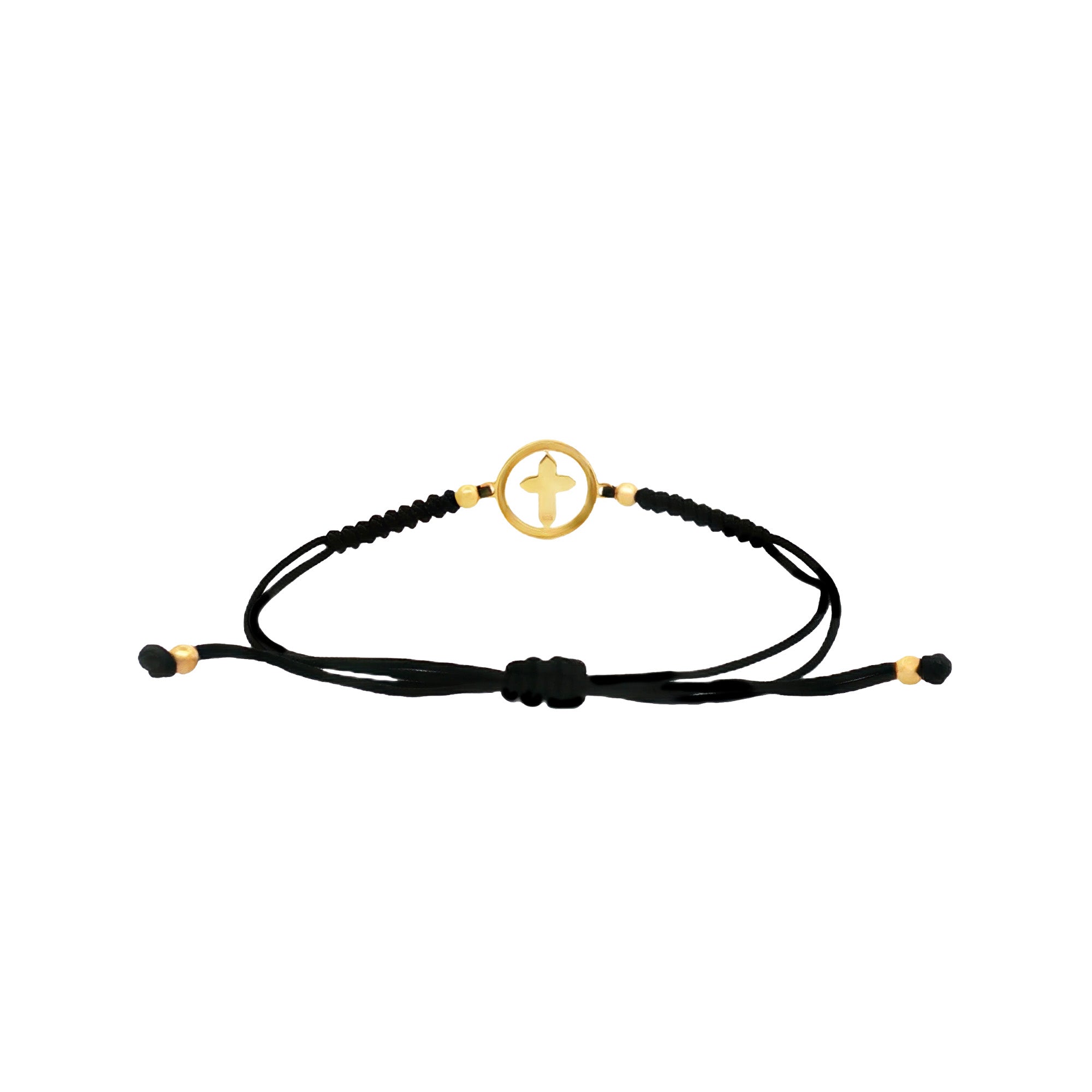 PULSERA HILO NEGRO CRUZ ESMALTADA