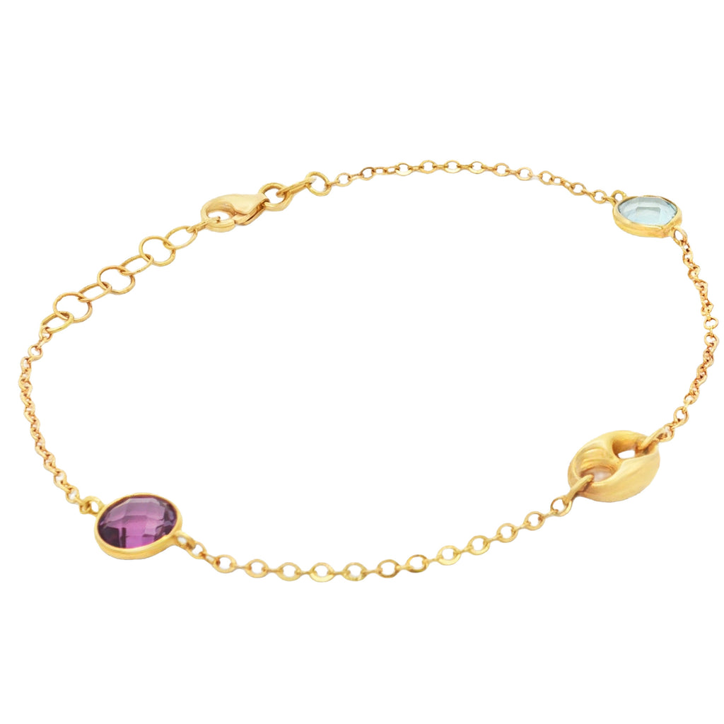 PULSERA TEJIDO ROLLO GUCCI + AMATISTA Y TOPACIO