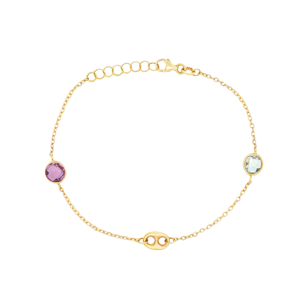 PULSERA TEJIDO ROLLO GUCCI + AMATISTA Y TOPACIO
