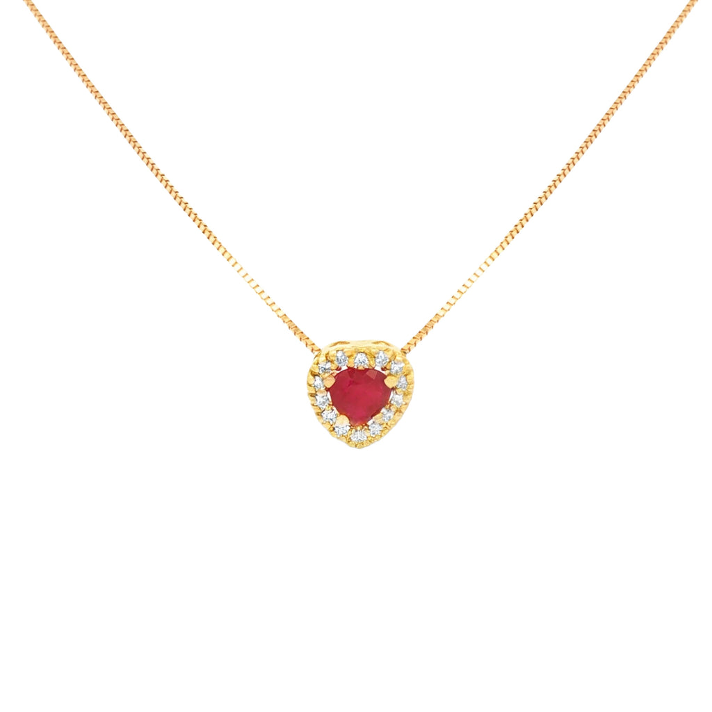 GARGANTILLA CORAZÓN RUBÍ Y DIAMANTES
