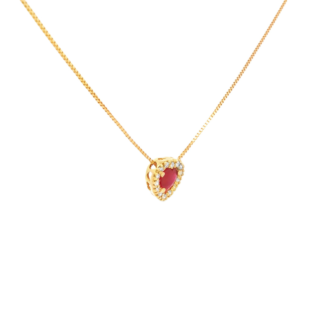 GARGANTILLA CORAZÓN RUBÍ Y DIAMANTES