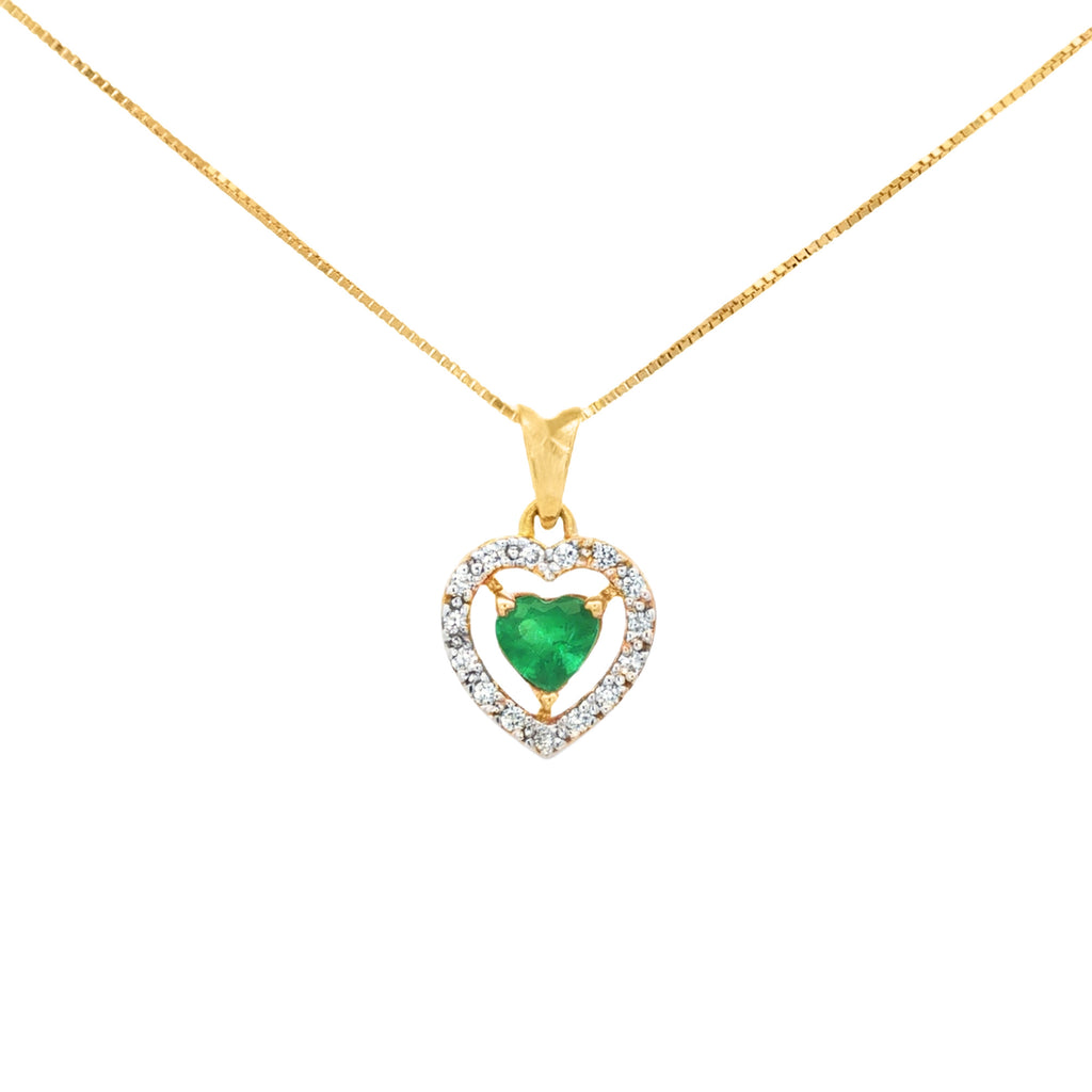 DIJE ESMERALDA CORAZÓN Y DIAMANTES