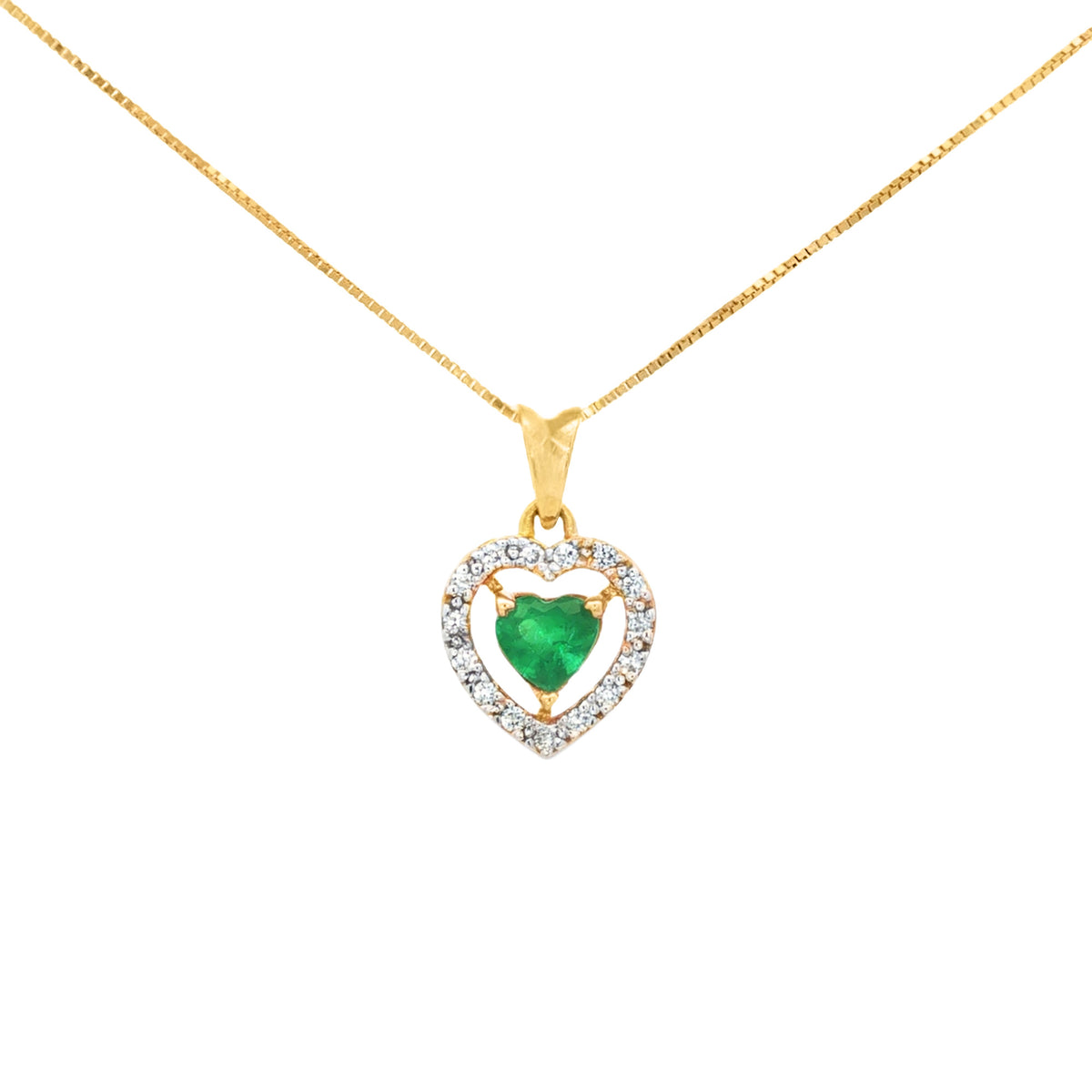 DIJE ESMERALDA CORAZÓN Y DIAMANTES