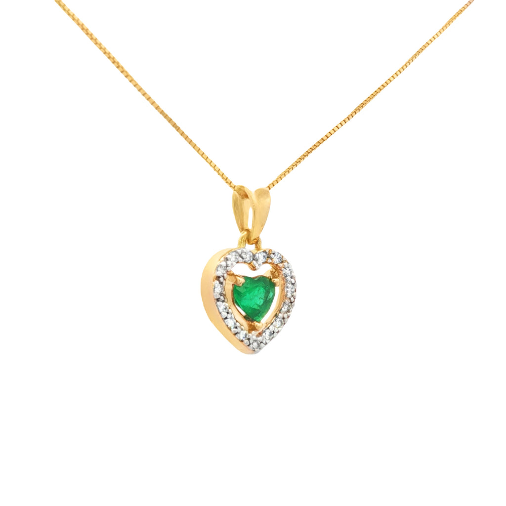 DIJE ESMERALDA CORAZÓN Y DIAMANTES