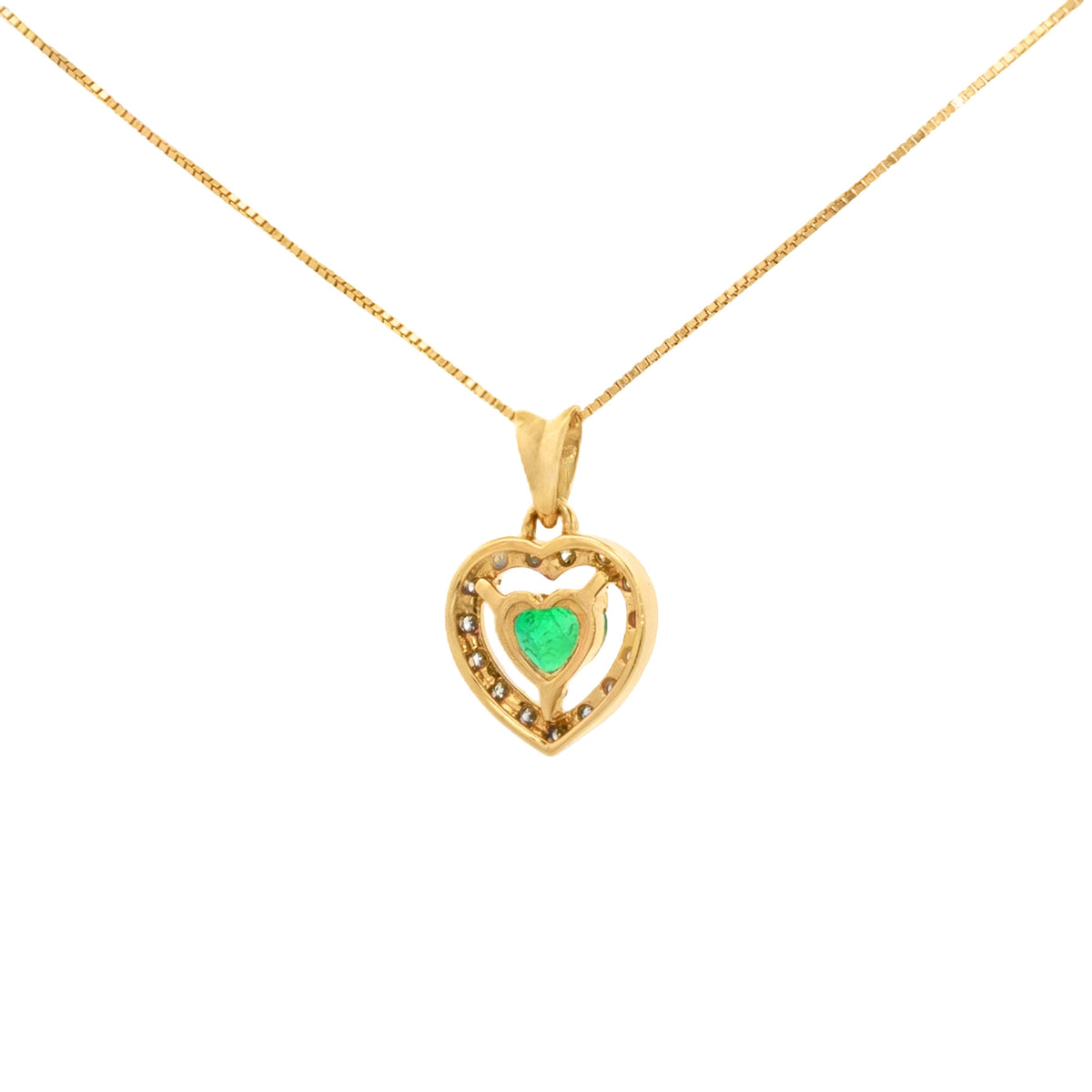 DIJE ESMERALDA CORAZÓN Y DIAMANTES