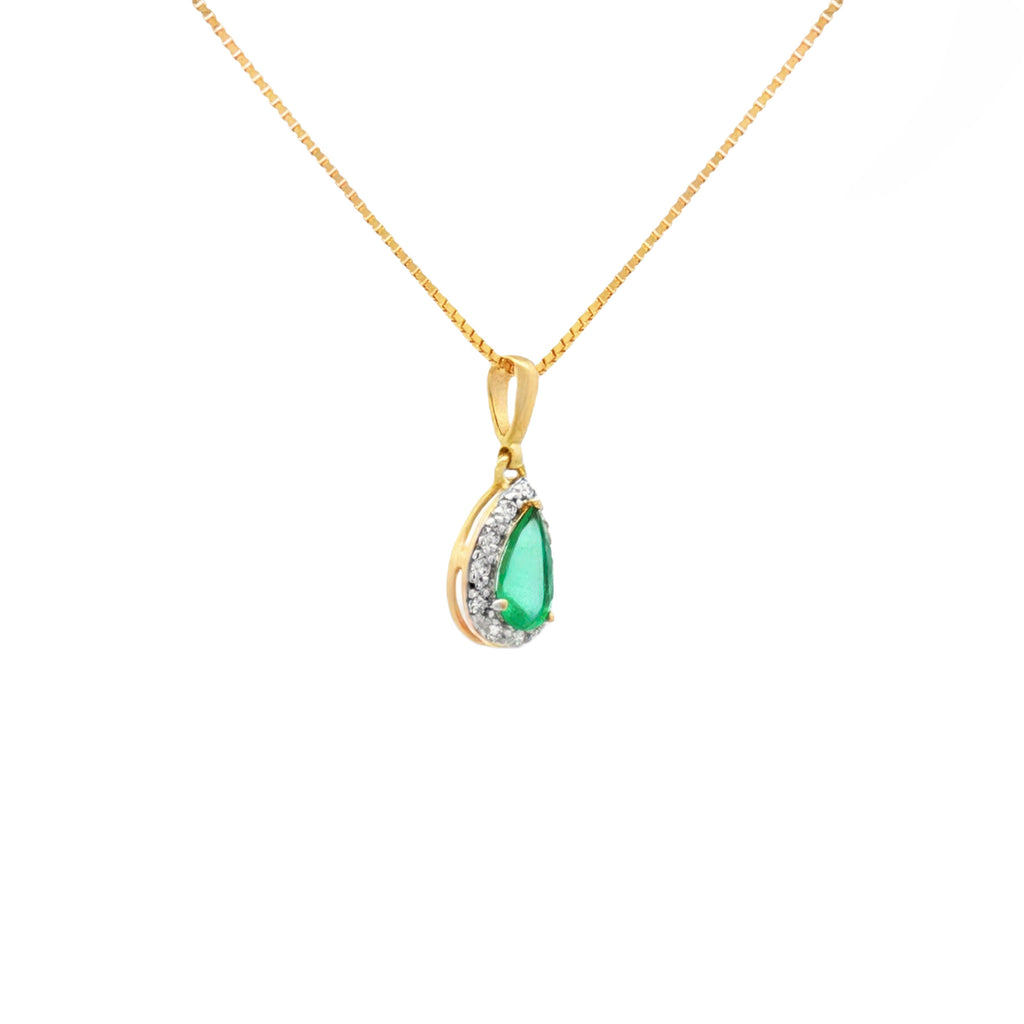 DIJE CON ESMERALDA Y DIAMANTES