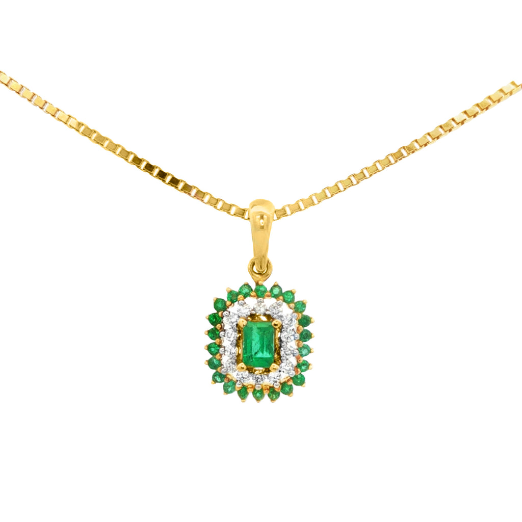 DIJE FLOR CON ESMERALDAS Y DIAMANTES