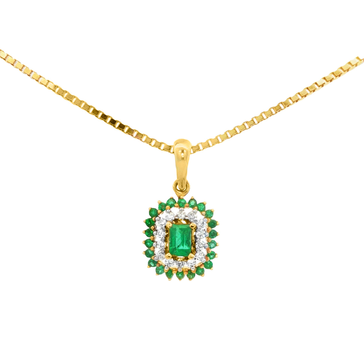 DIJE FLOR CON ESMERALDAS Y DIAMANTES