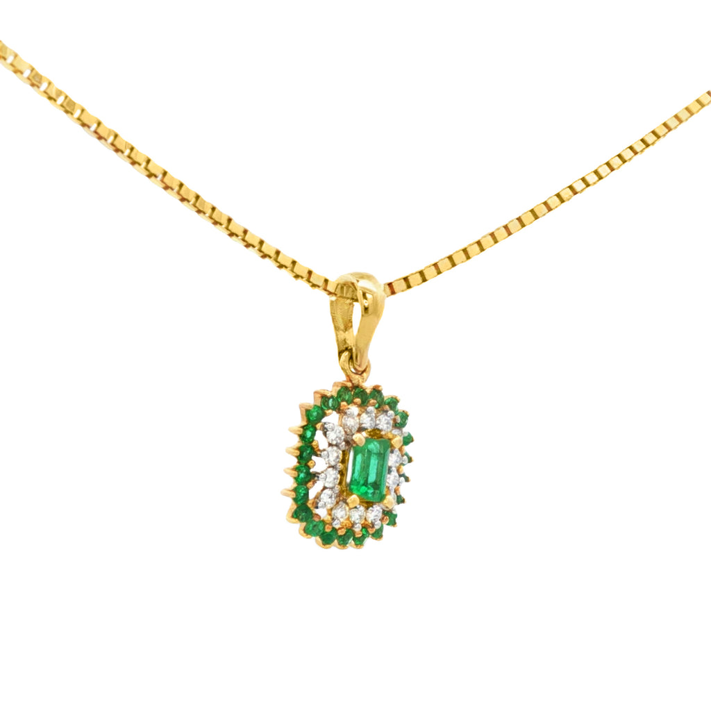 DIJE FLOR CON ESMERALDAS Y DIAMANTES