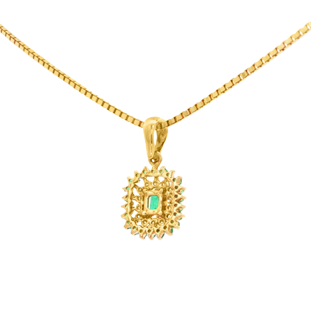 DIJE FLOR CON ESMERALDAS Y DIAMANTES