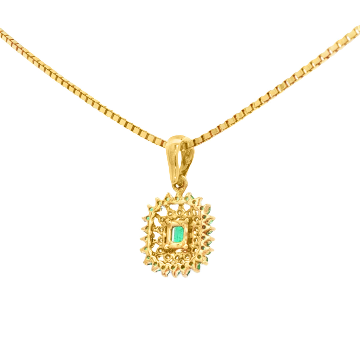 DIJE FLOR CON ESMERALDAS Y DIAMANTES